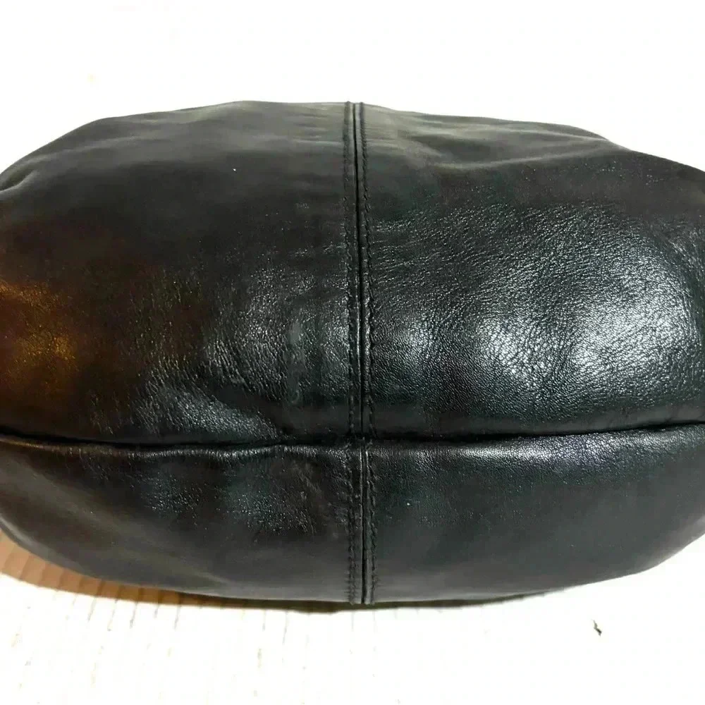 Desmo black leather hobo handbag